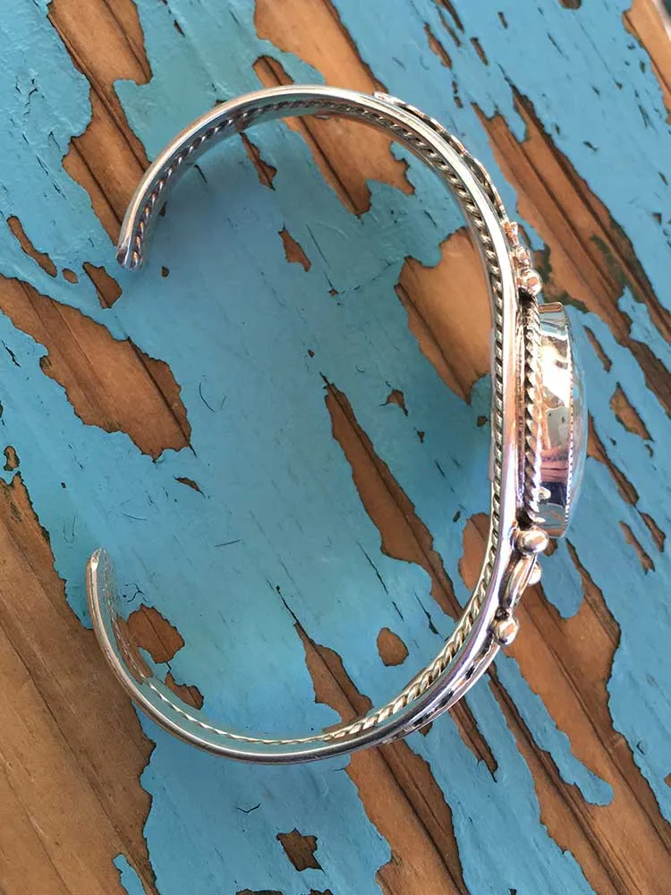 Shiny Cuff with Single Turqoise Stone