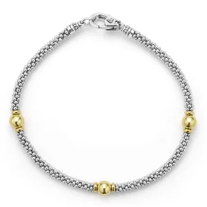 Signature Caviar Two-Tone Station Bracelet | 3mm