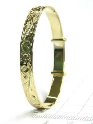 SILVER 925 HAWAIIAN BABY BANGLE BRACELET HONU TURTLE PRINCESS SCROLL YELLOW 6MM