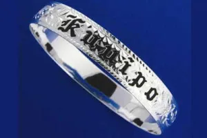 SILVER 925 HAWAIIAN BANGLE BRACELET BLACK ENAMEL KUUIPO SCROLL SMOOTH EDGE 10MM
