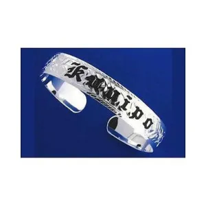 SILVER 925 HAWAIIAN CUFF BANGLE BRACELET BLACK ENAMEL KUUIPO SMOOTH EDGE 15MM
