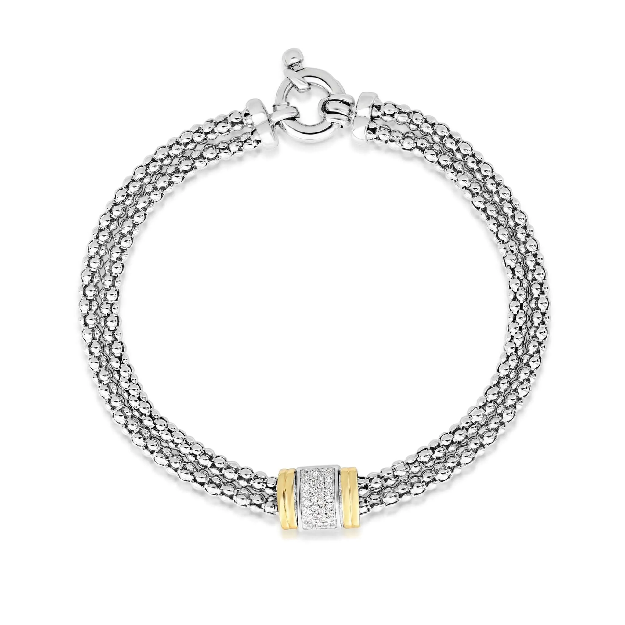 Silver & 18K Gold Diamond Station Prosecco Chain Bracelet
