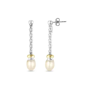 Silver & 18K Gold Prosecco Pearl Drop Earrings