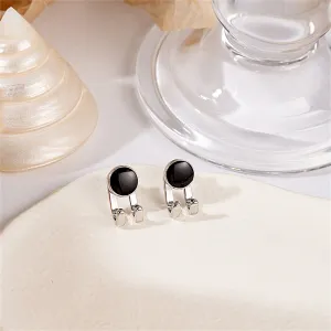 Silver-Plated & Black Hook Ear Jackets