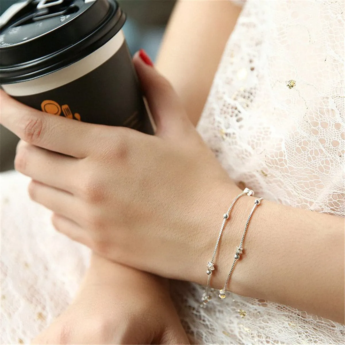 Silver-Plated Star Station Bracelet