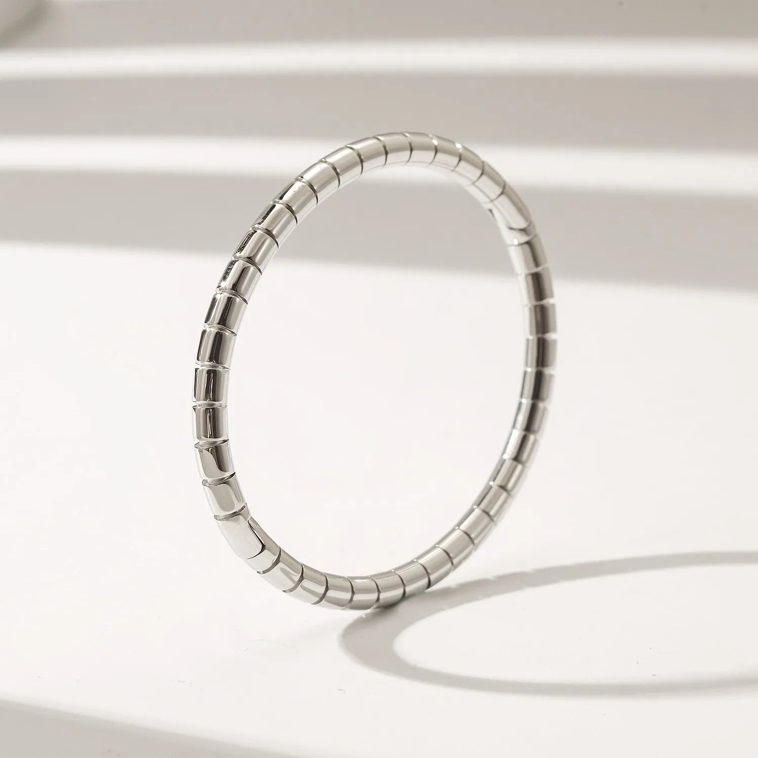 Silver stainless steel smooth surface bracelet-NSB1916STWG