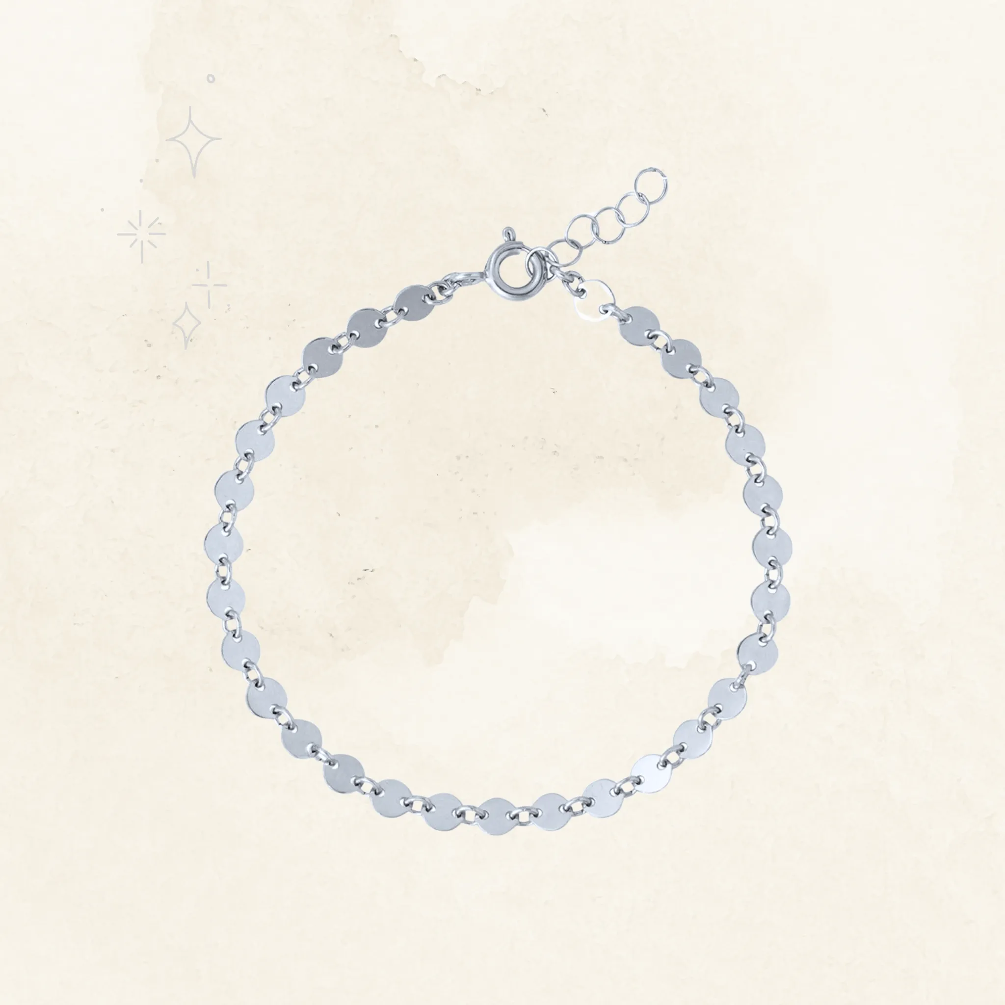 Silver Sunburst Circle Disc Bracelet
