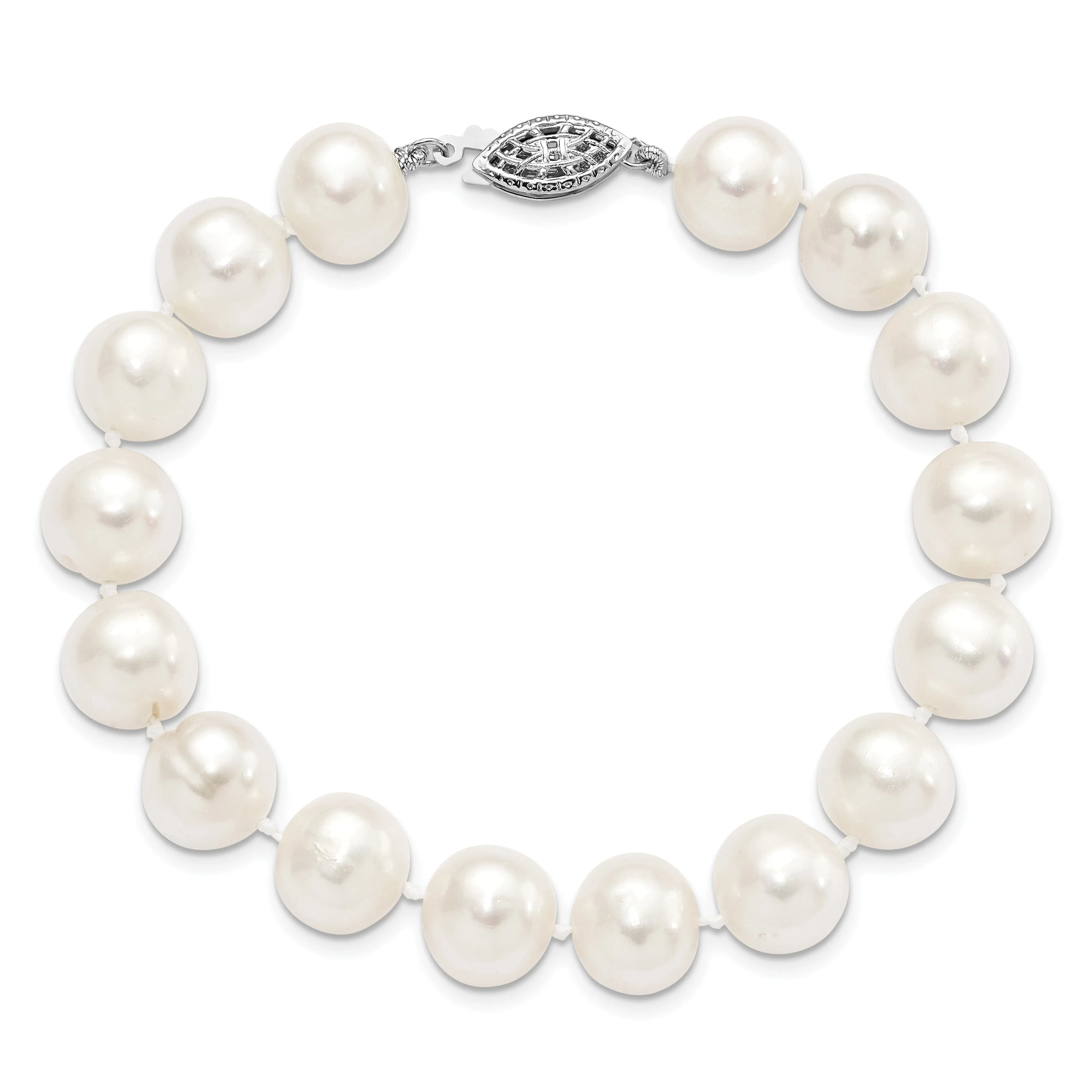 Silver White Freshwater Cultured Pearl Bracelet