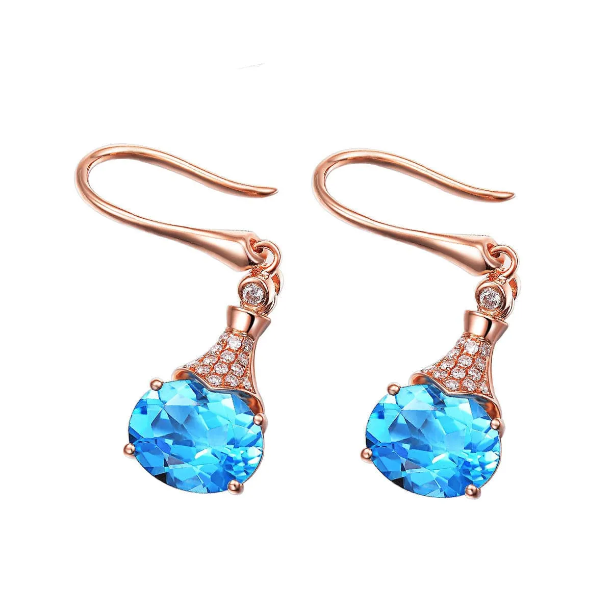 Sky Blue Crystal Oval Drop Earrings