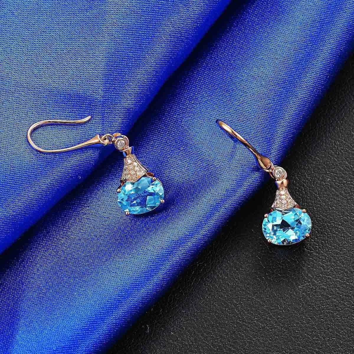 Sky Blue Crystal Oval Drop Earrings