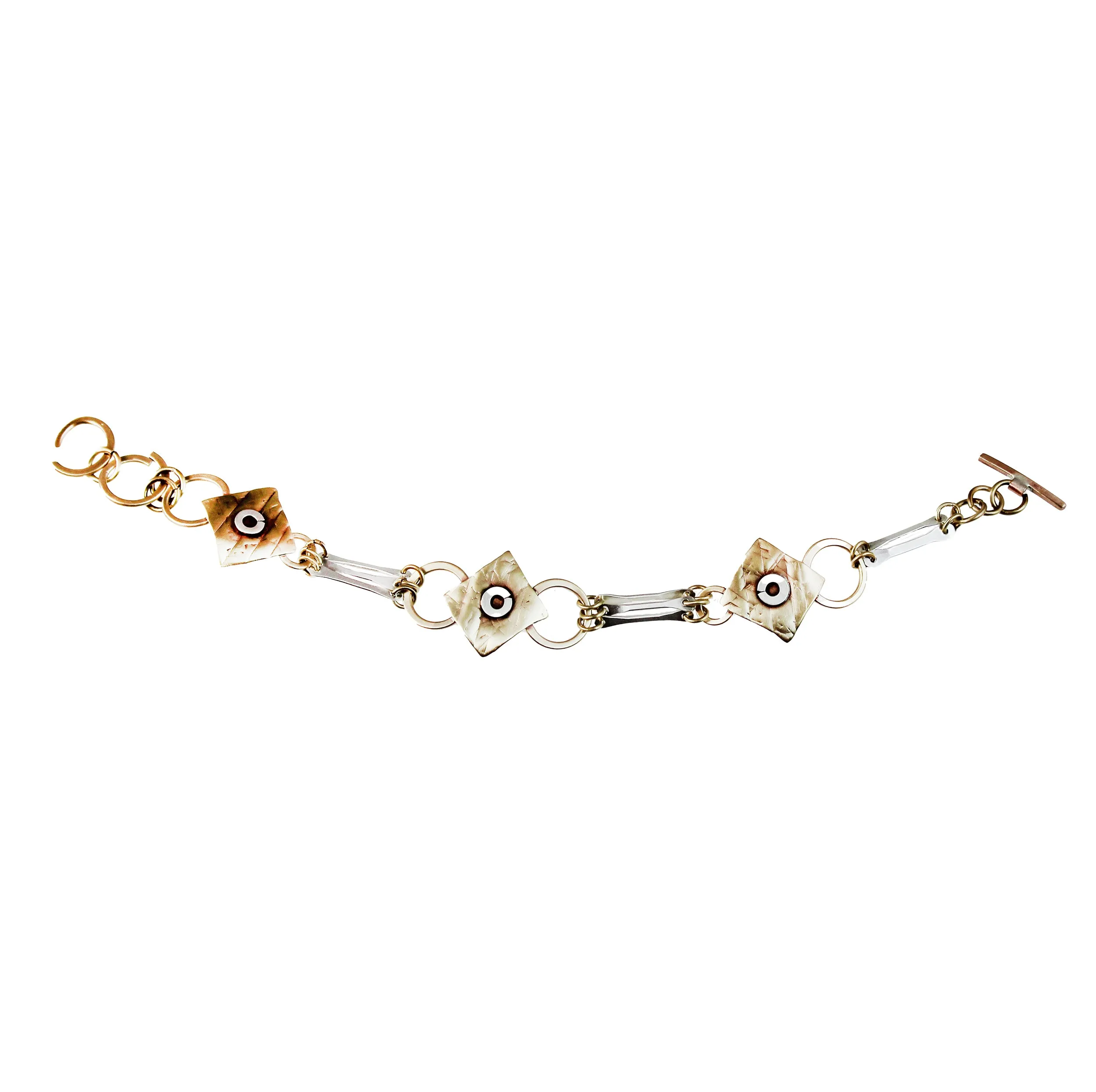 Slinky Link Sterling and Brass Bracelet