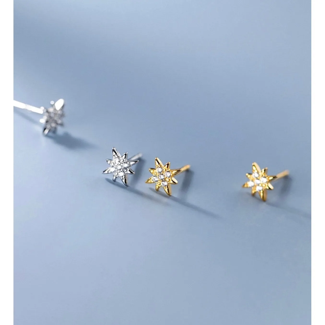 Small Shining Stars Stud Earrings-ECZ008