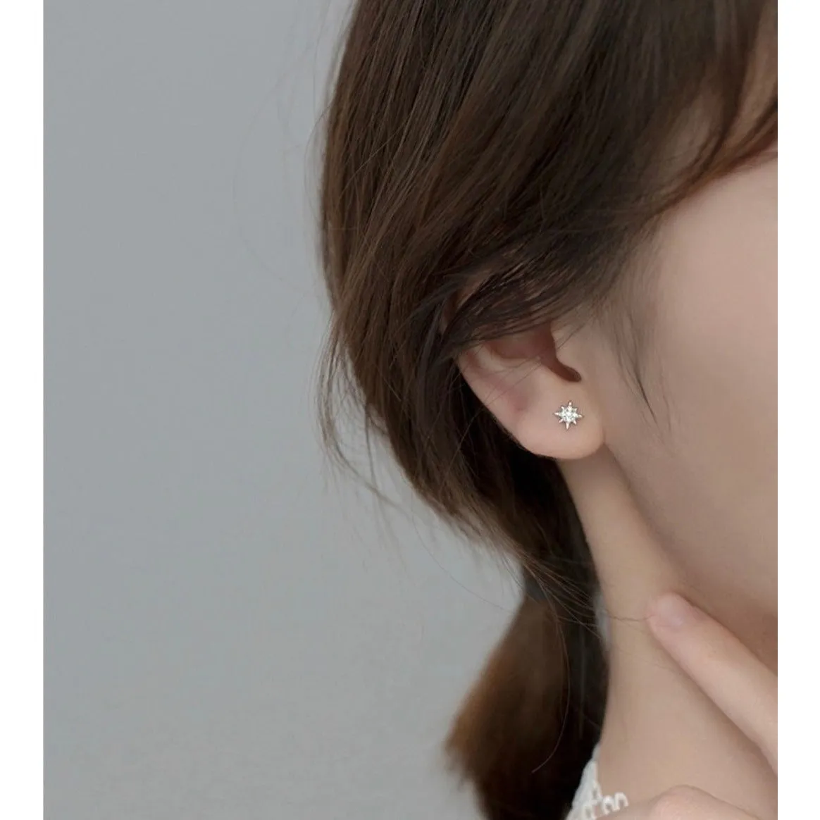 Small Shining Stars Stud Earrings-ECZ008