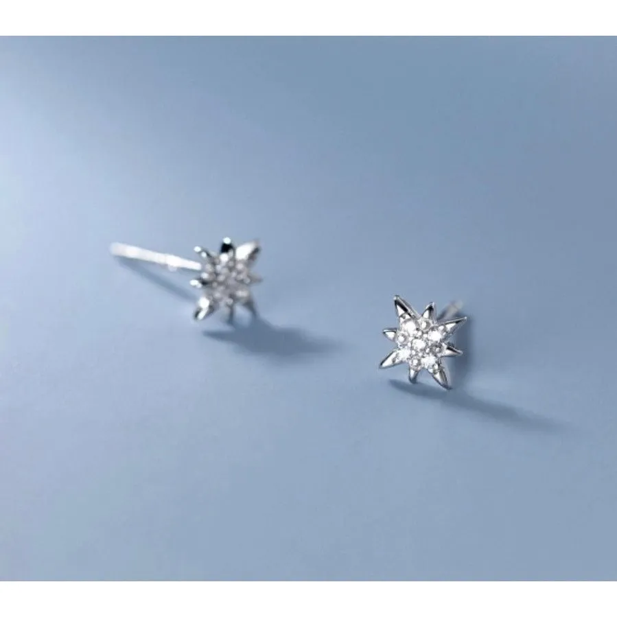 Small Shining Stars Stud Earrings-ECZ008