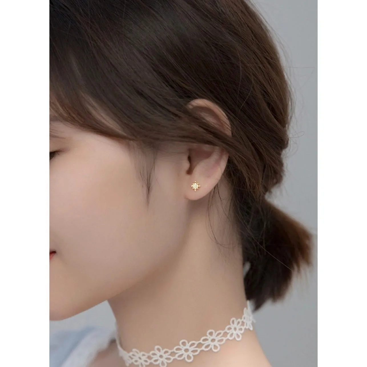 Small Shining Stars Stud Earrings-ECZ008