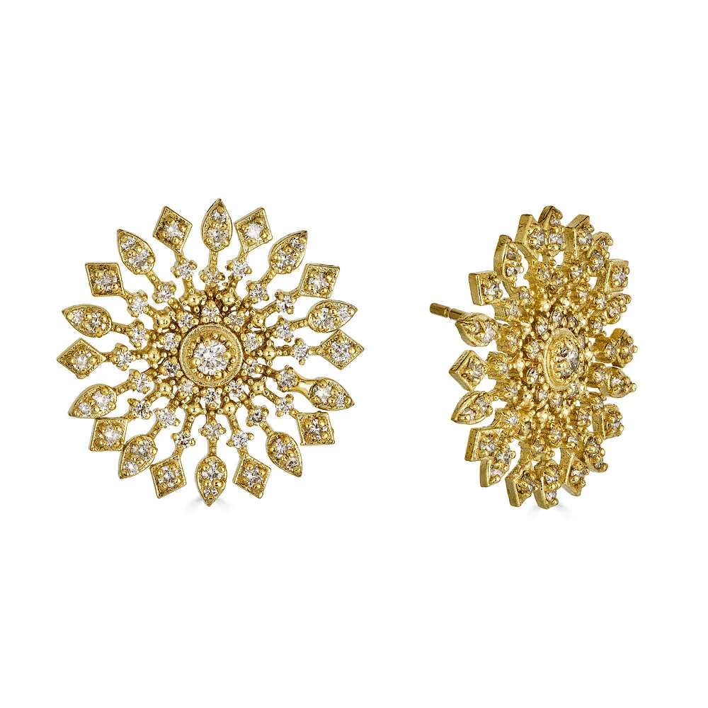 Small Sunburst Diamond Earrings