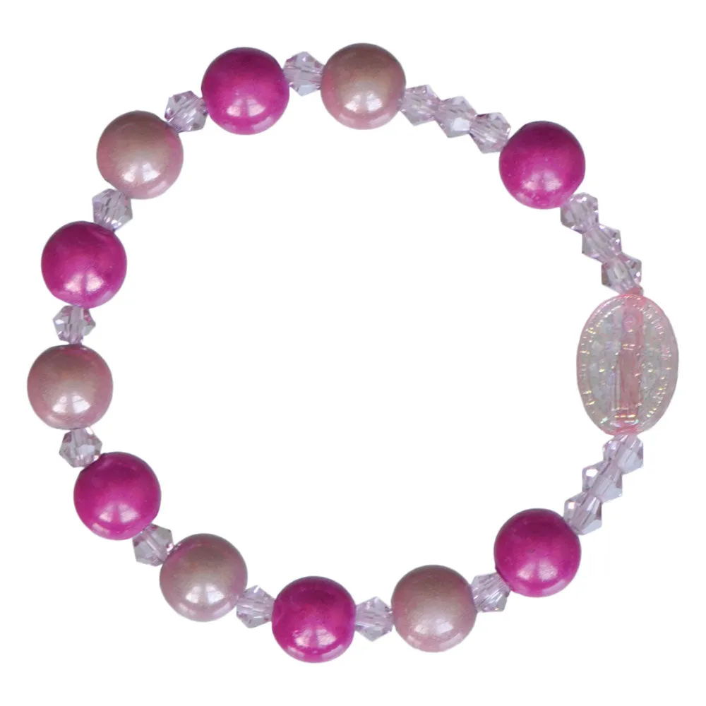 Smooth Pink Acrylic Children’s Rosary Bracelet (8MM)