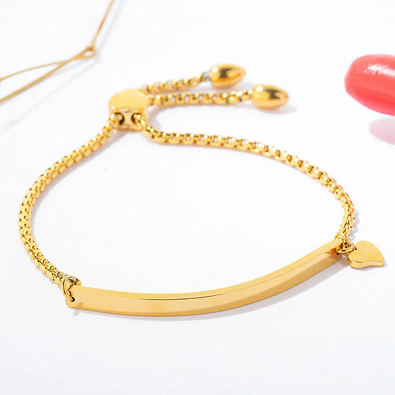 Smooth Surface Adjustment Titanium Steel Bracelet Love Pearl Chain Jewelry