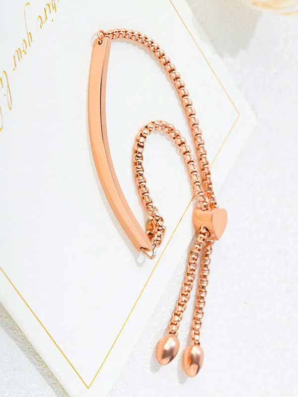 Smooth Surface Adjustment Titanium Steel Bracelet Love Pearl Chain Jewelry