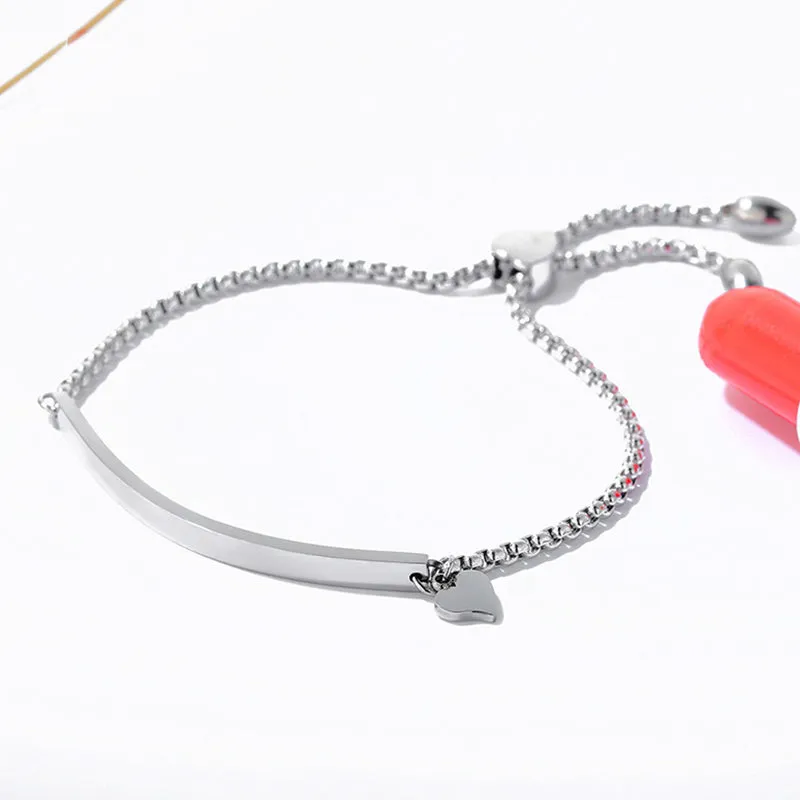 Smooth Surface Adjustment Titanium Steel Bracelet Love Pearl Chain Jewelry