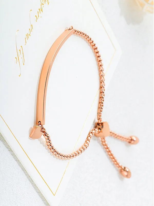 Smooth Surface Adjustment Titanium Steel Bracelet Love Pearl Chain Jewelry