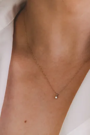 Solid 10k Gold Dainty Birthstone Pendant Necklace