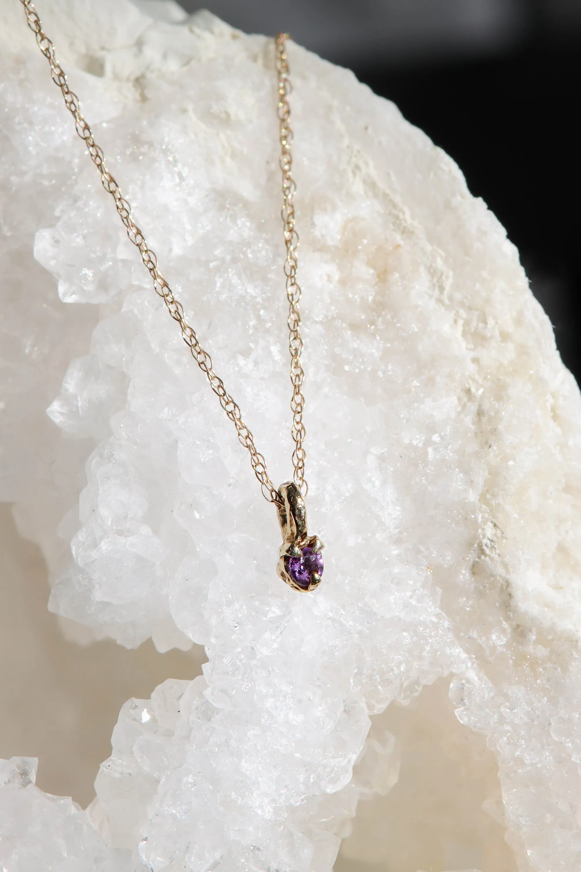Solid 10k Gold Dainty Birthstone Pendant Necklace
