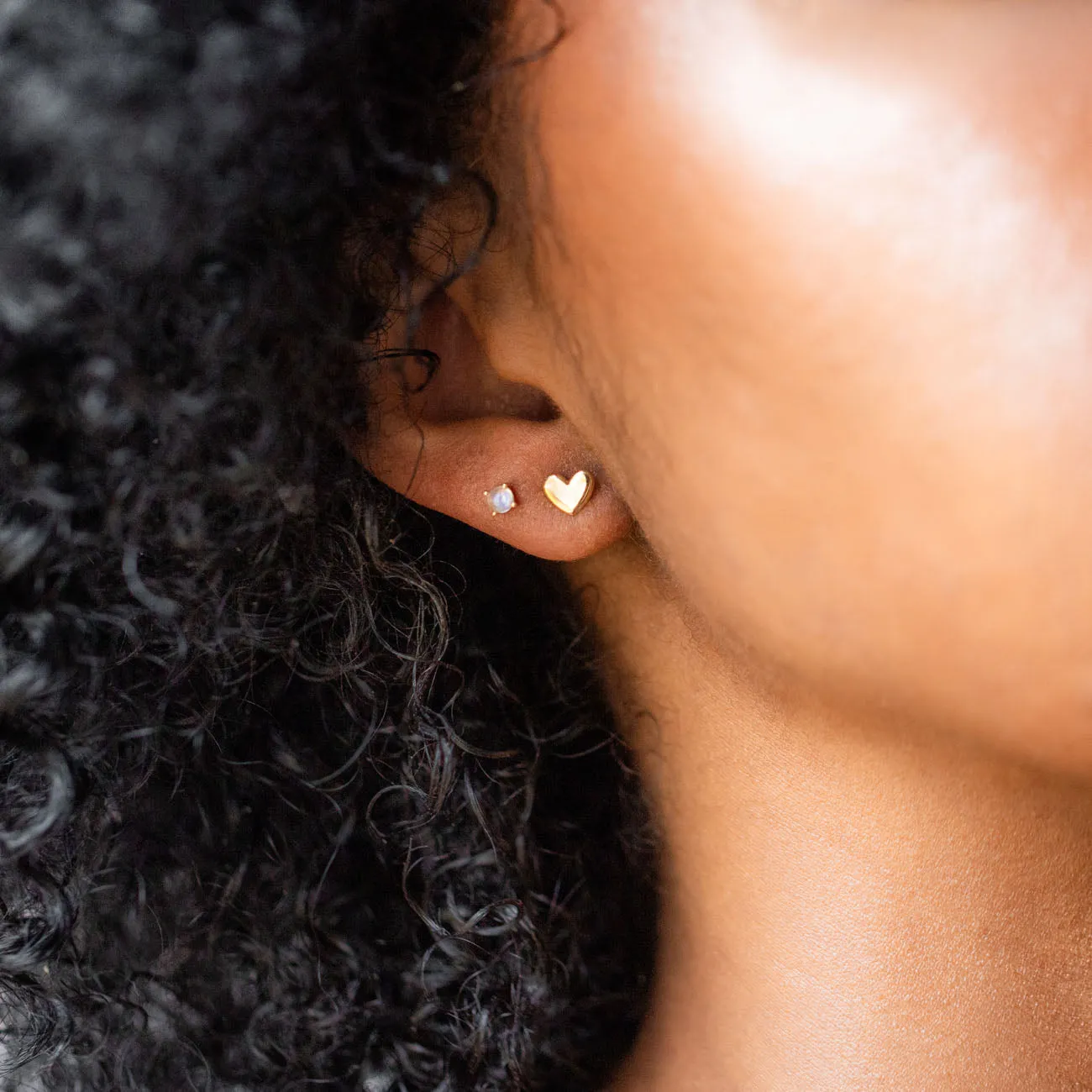 Solid Gold Moonstone Studs