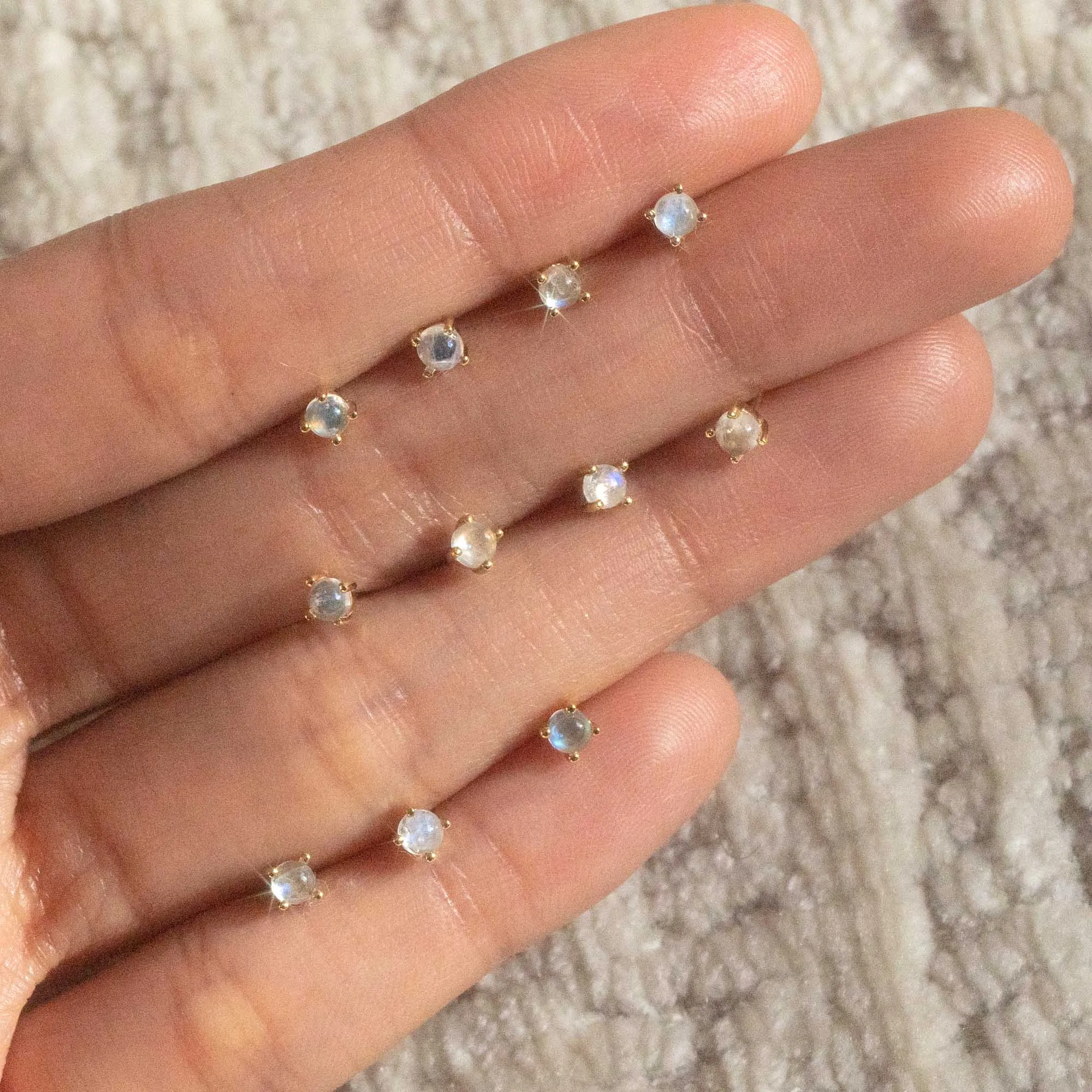 Solid Gold Moonstone Studs