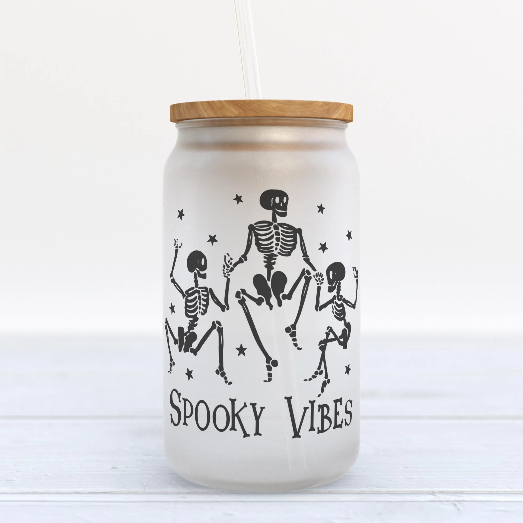 Spooky Vibes Halloween Frosted Glass Can Tumbler