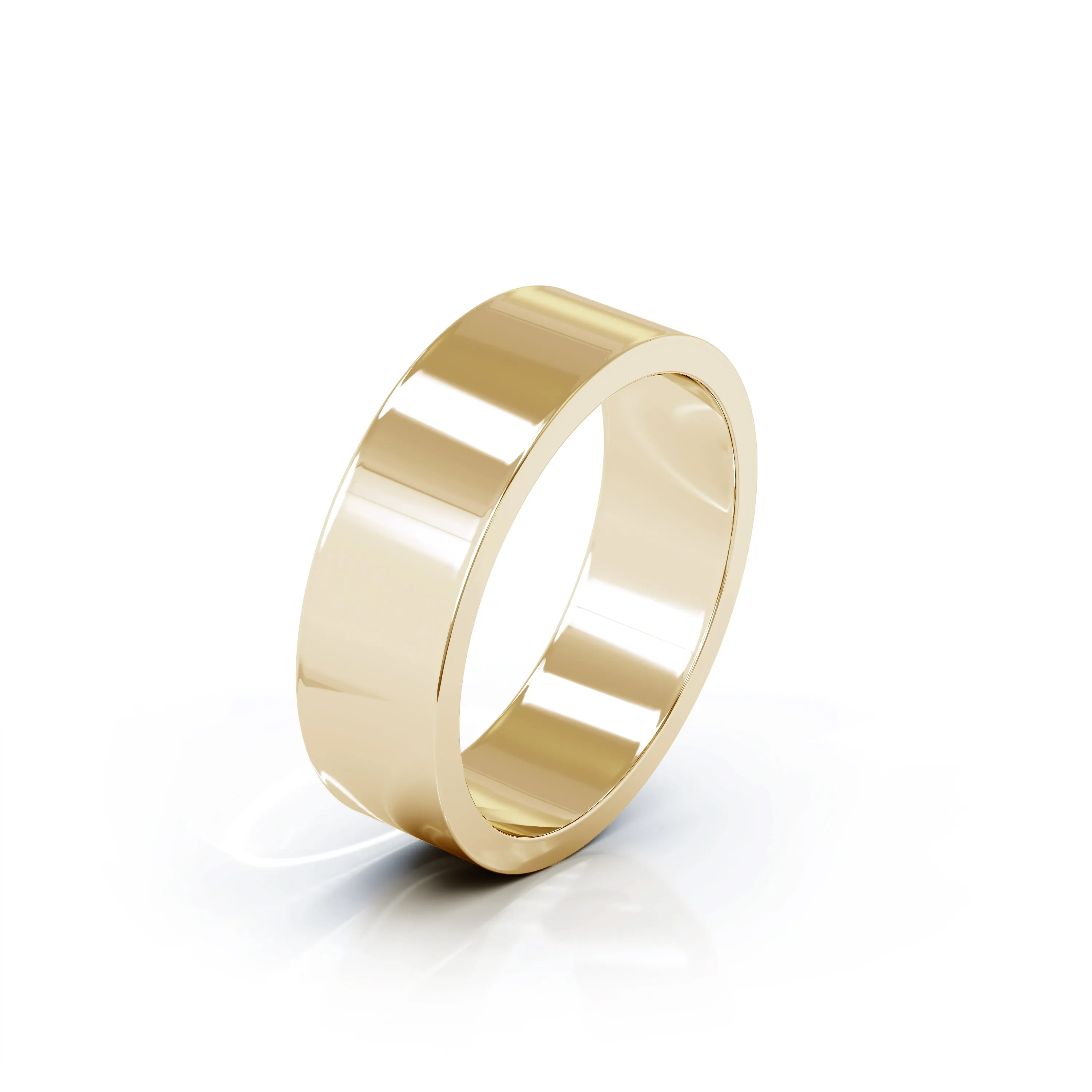 Square Profile 6MM High Polished Wedding Band in 14K Gold