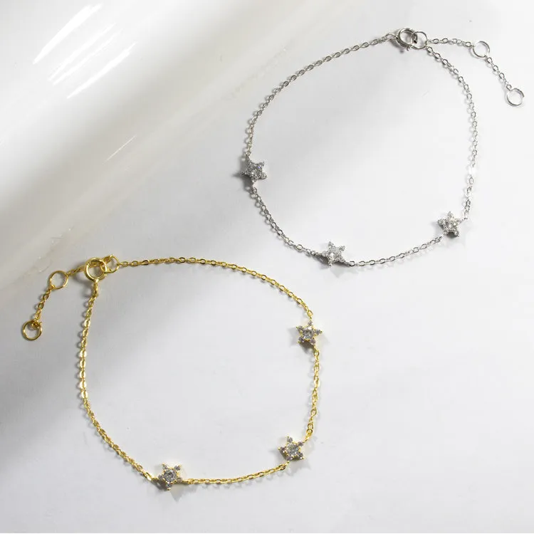 Stars CZ Bracelet - Gold or Silver - Girls & Teens