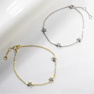 Stars CZ Bracelet - Gold or Silver - Girls & Teens