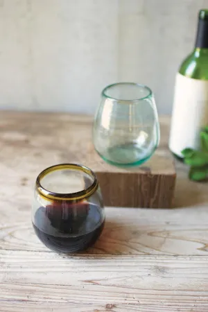 Stemless Wine Glass with Amber Rim (Pack of 6)