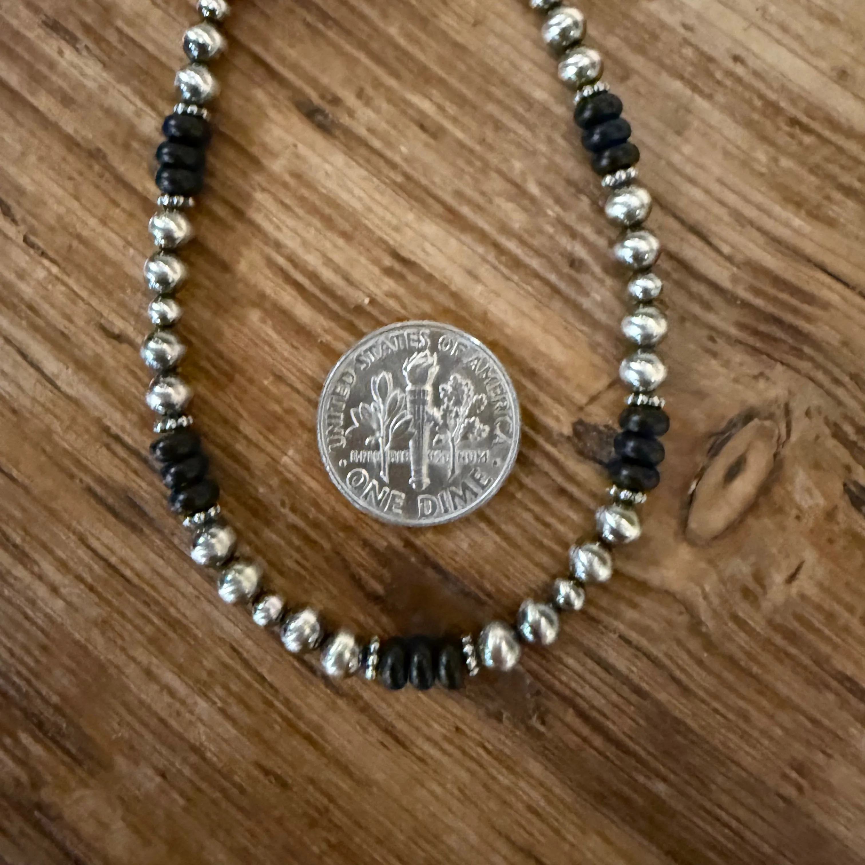 Sterling Navajo Pearl Black Onyx Bracelet