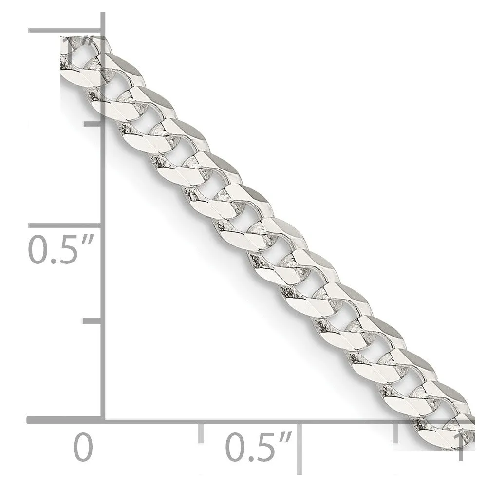Sterling Silver 3.8mm Flat Curb Chain Bracelet