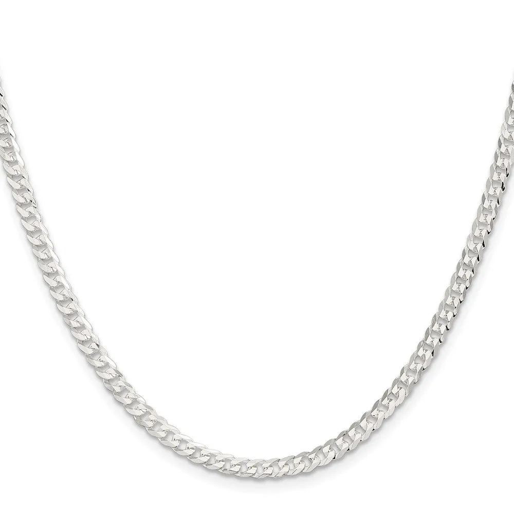 Sterling Silver 3.8mm Flat Curb Chain Bracelet