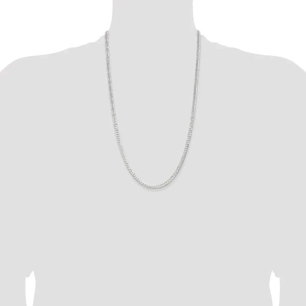 Sterling Silver 3.8mm Flat Curb Chain Bracelet