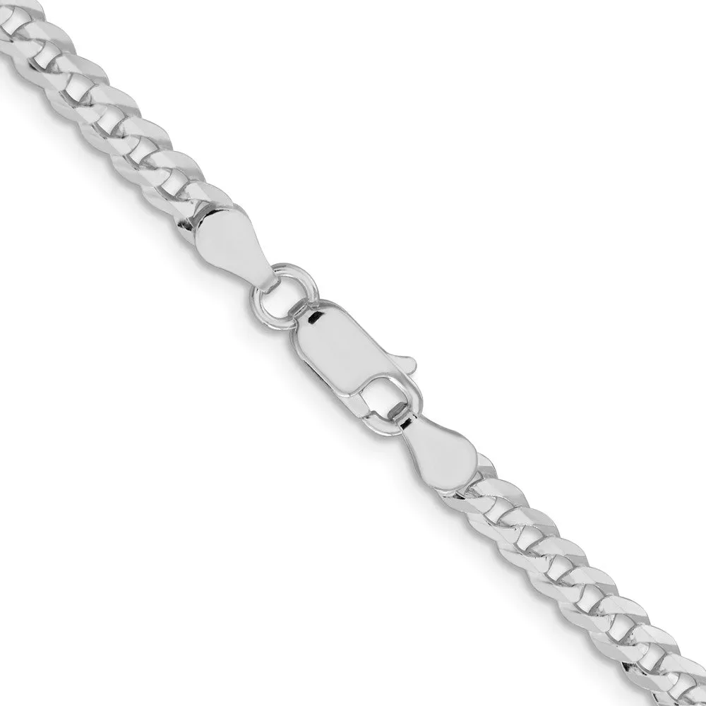 Sterling Silver 3.8mm Flat Curb Chain Bracelet
