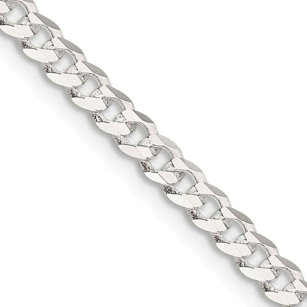 Sterling Silver 3.8mm Flat Curb Chain Bracelet