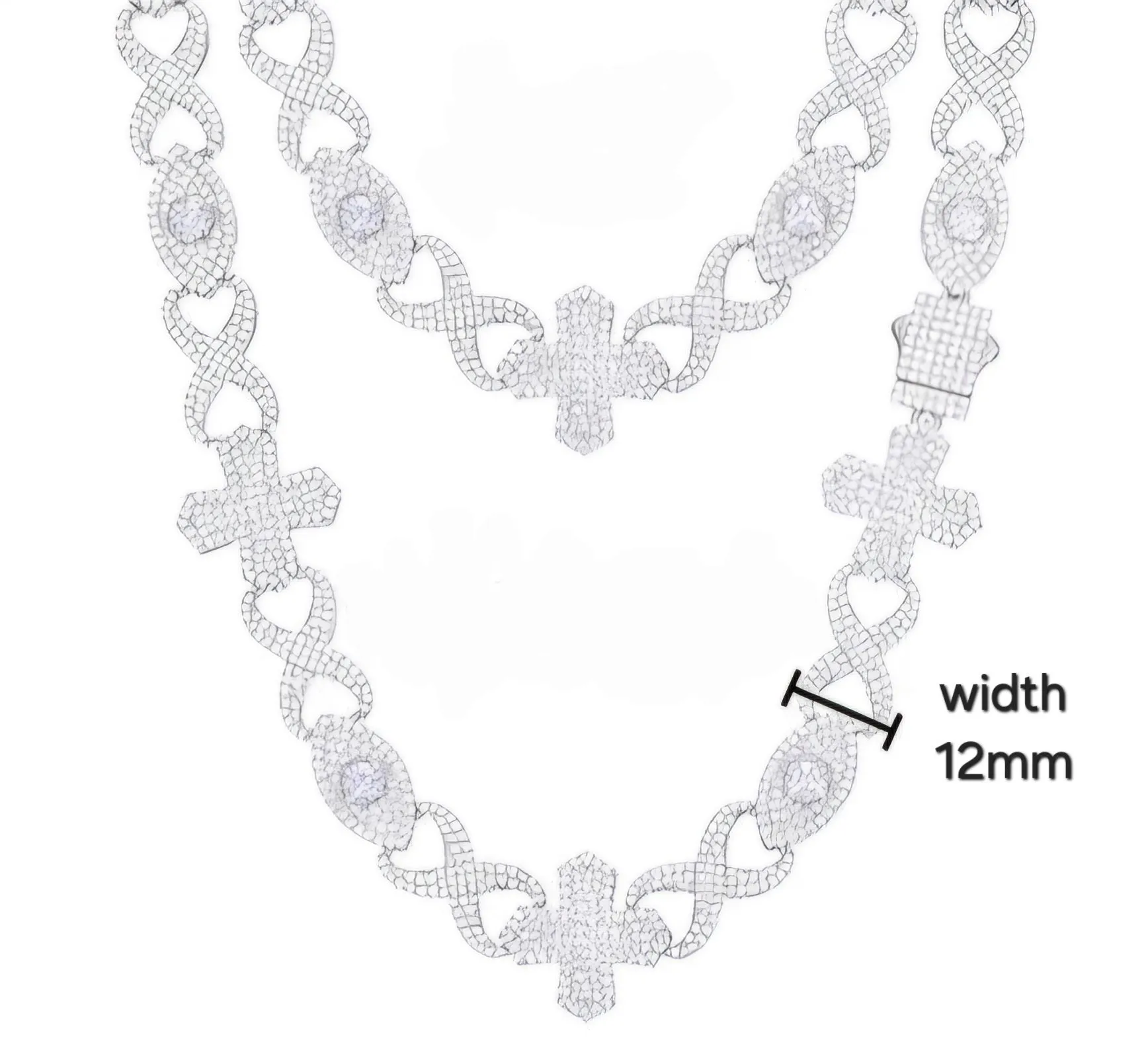 Sterling Silver 925 Cubic Zirconia 12mm Infinity Cross Eye Link 8"-8.5" Bracelet - C300019