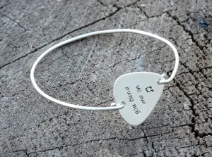 Sterling Silver Bangle with Guitar Pick and You Tune me On