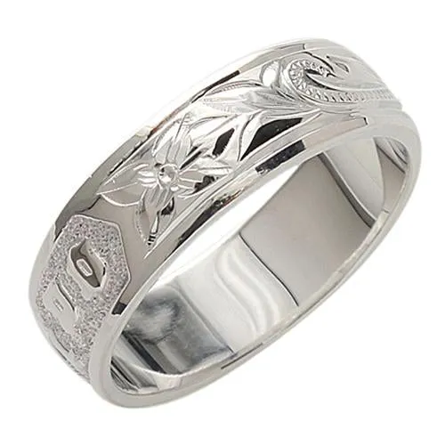 Sterling Silver Hawaiian Scroll Kuuipo (Sweetheart) Smooth Edge Ring 6mm