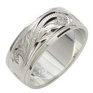 Sterling Silver Hawaiian Scroll Smooth Edge Ring 8mm