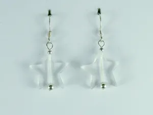 Sterling silver quartz crystal  Star dangle earrings- Stars,Celestial,astronomy