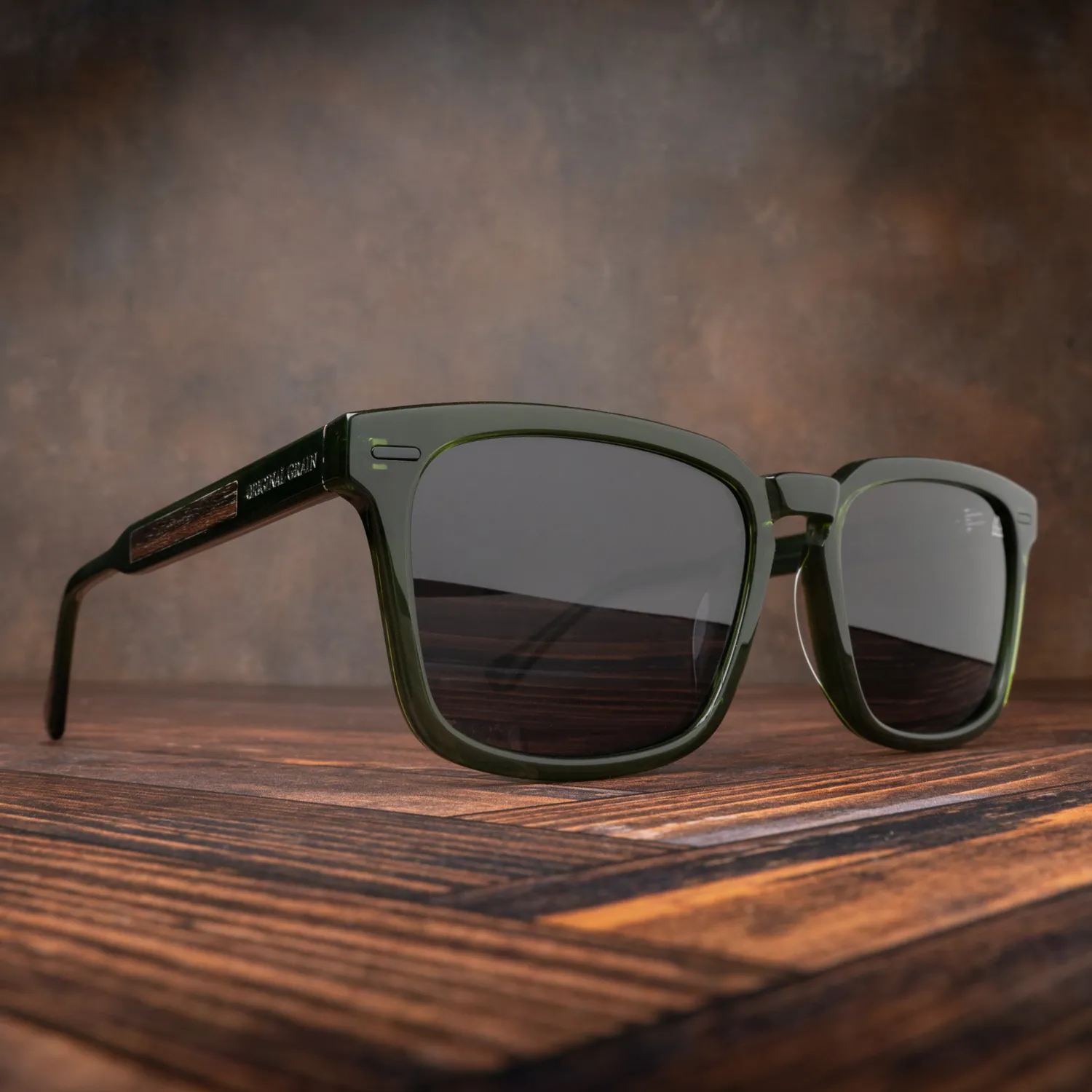 Sunset Black Walnut Transparent Green Sunglasses