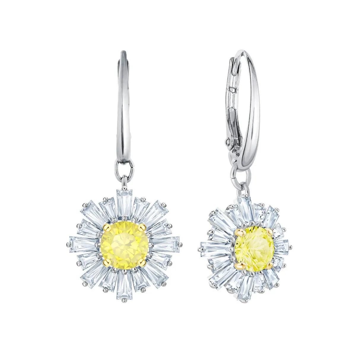 Sunshine White Rhodium Pierced Drop Earrings