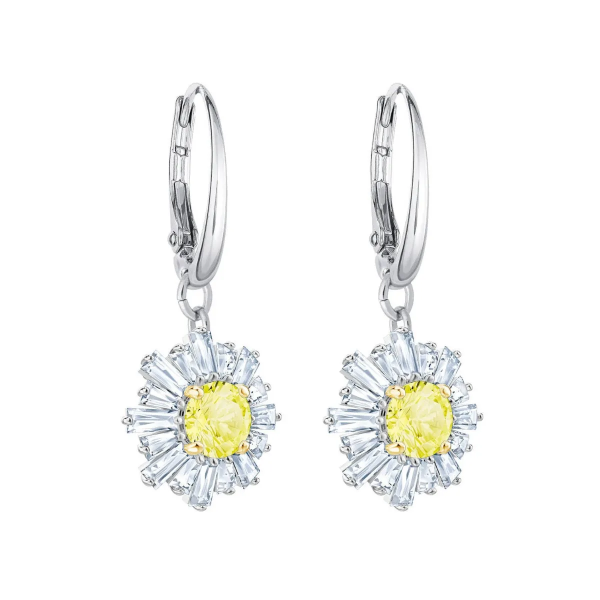 Sunshine White Rhodium Pierced Drop Earrings