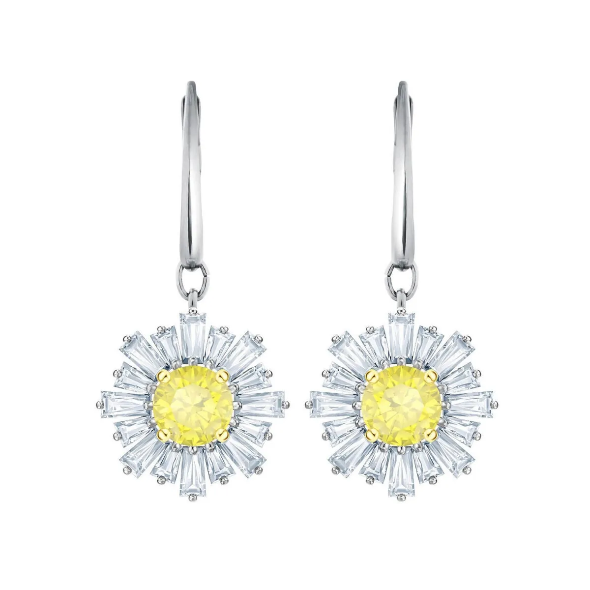 Sunshine White Rhodium Pierced Drop Earrings