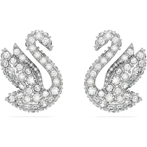 Swarovski Iconic Swan stud earrings, Swan, White, Rhodium plated 5647873